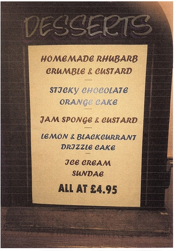 Dessert menu