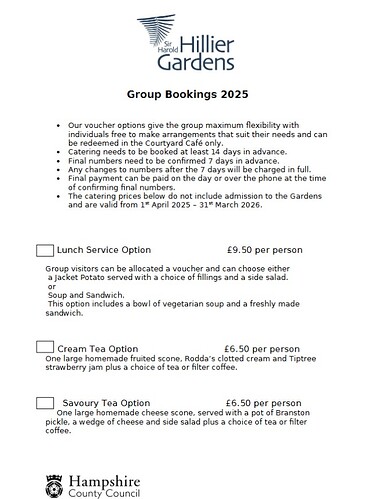 Hilliers Group Voucher Menu