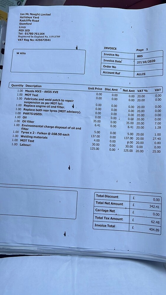 Repair immediately (major defects) Offside Rear Suspension component