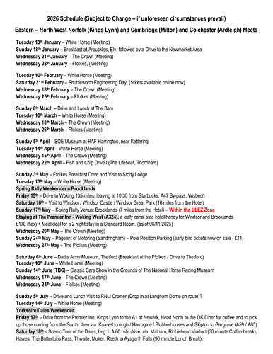Eastern Region - 2026 Schedule of Events (P1)
