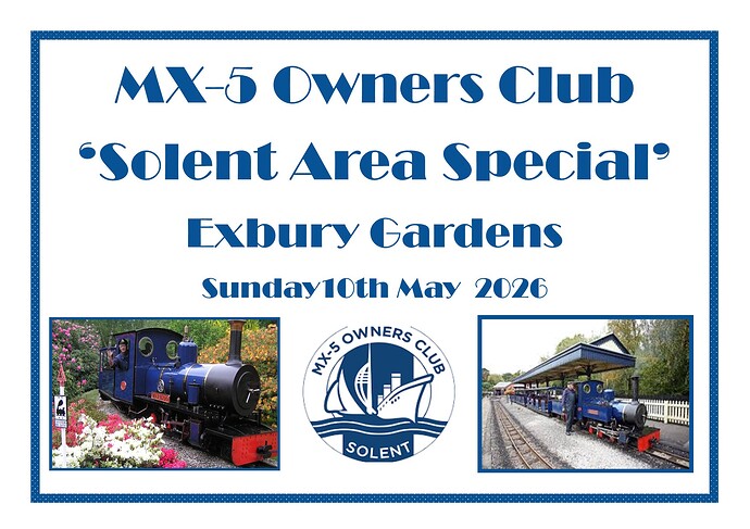 MX5 Owners Club Exbury Solent Special Train  Plaque 2026