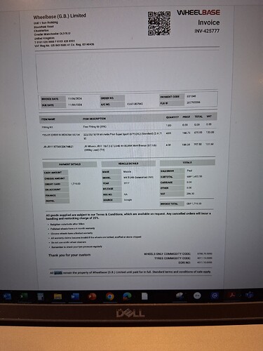 Wheels Invoice