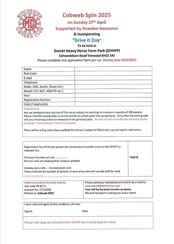 MGOC COBWEB SPIN 2025 APPLICATION FORM