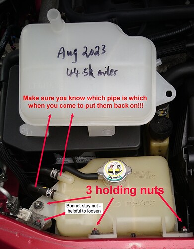 2023 Aug 2nd Coolant expansion tank change notes