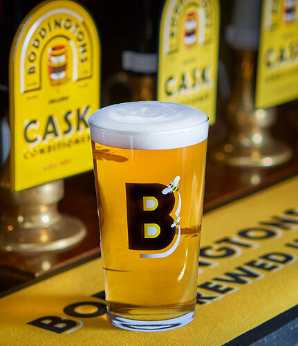 Boddingtons Cask - pint on bar runner
