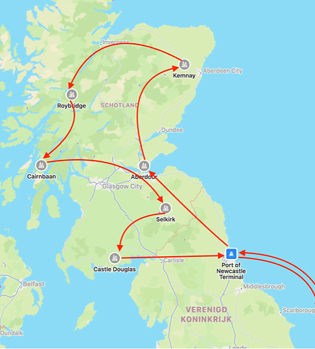 Route Schotland