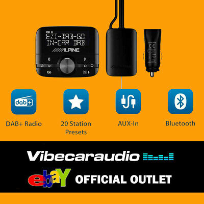 Alpine EZI DAB GO In-Car DAB+ Digital Radio Adaptor Bluetooth Music Streaming BN